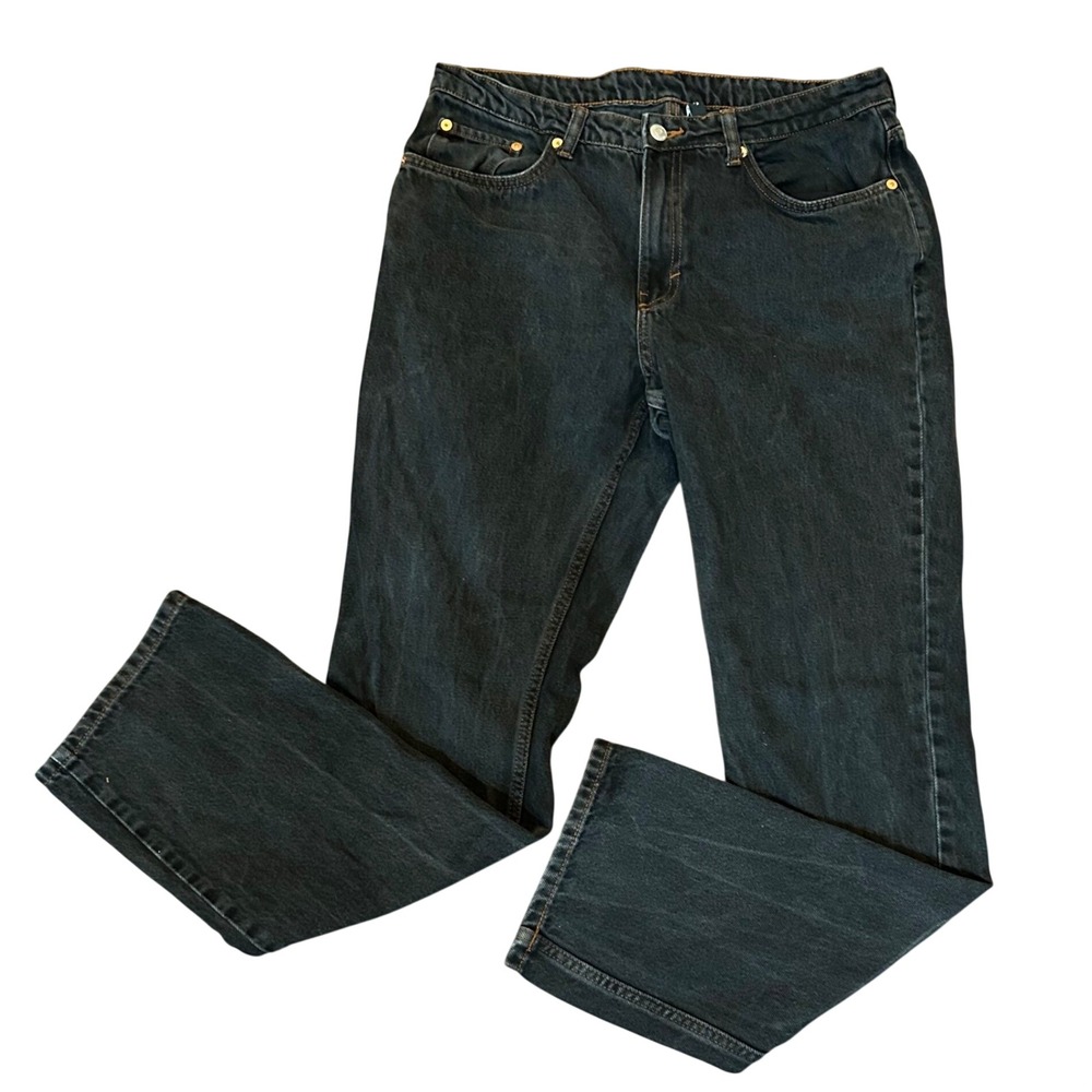 Weekday City High Slim Jeans Mens Black Contrast Stitch Denim W32 L32